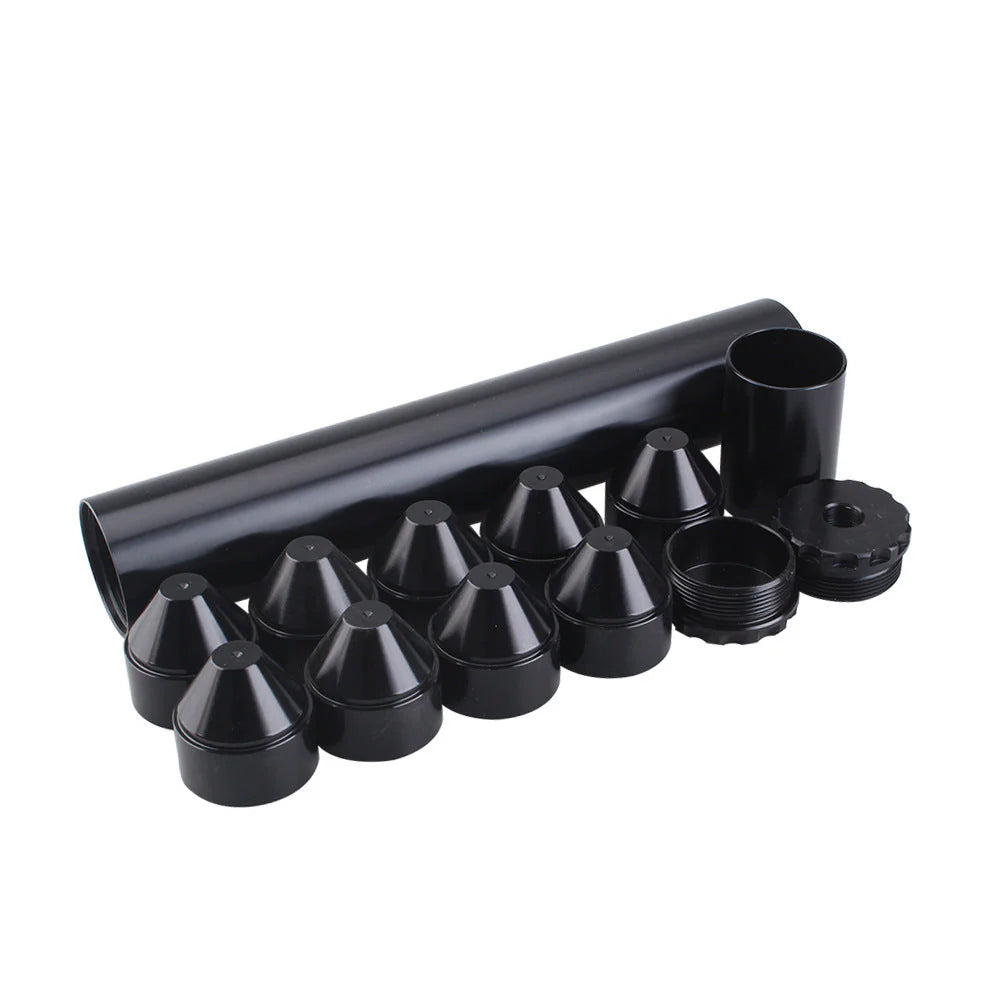 10 Inch 1.7 OD Aluminum Solvent Trap with 7pcs Cups - 1/2x28 5/8x24
