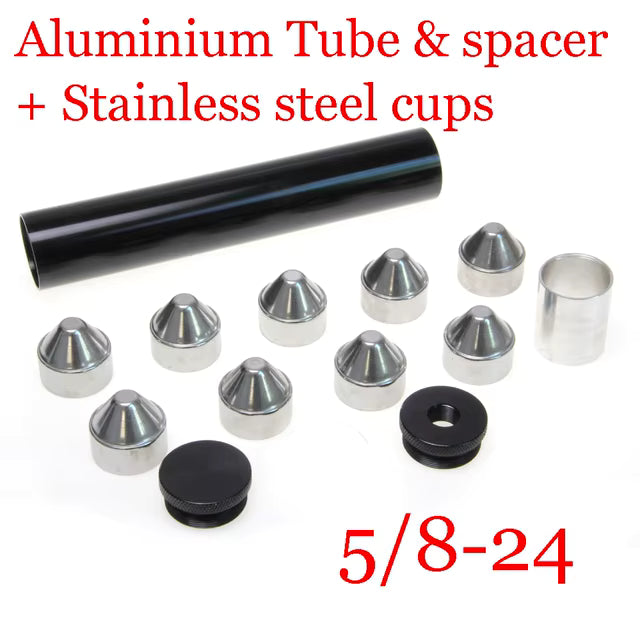 10 Inch 1.7 OD Aluminum Solvent Trap with 7pcs Cups - 1/2x28 5/8x24