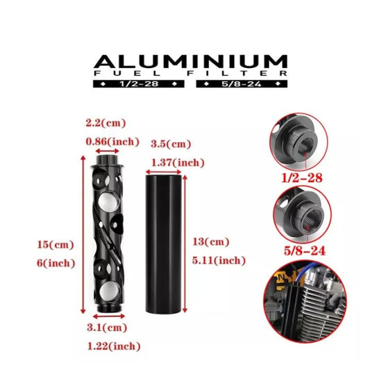 6 Inch sprial Aluminum Fuel Filter Monocore Solvent Trap 1/2-28 5/8-24 for NAPA 4003 WIX 24003
