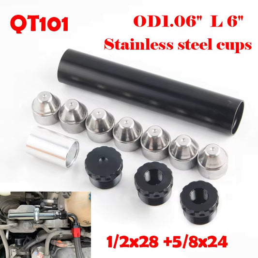 6 Inch 1.05 OD Aluminum Solvent Trap with 7pcs Cups - 1/2x28 5/8x24